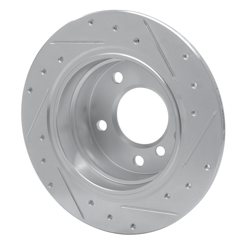 BMW Z3 Brake Rotor (1) - Rear Left - R1 Concepts - Drilled & Slotted - Silver - `96-`02